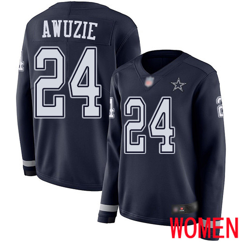 Women Dallas Cowboys Limited Navy Blue Chidobe Awuzie #24 Therma Long Sleeve NFL Jersey